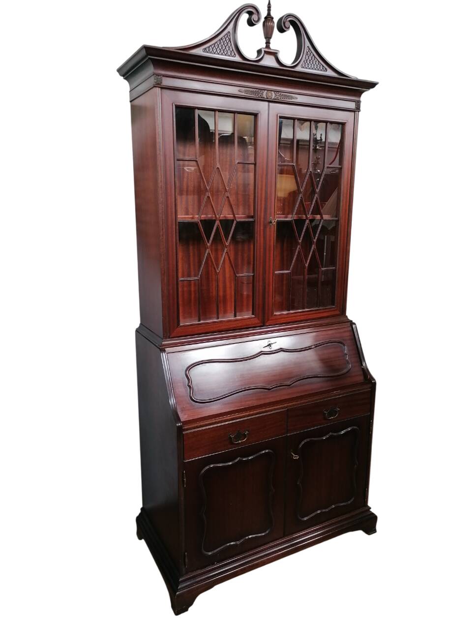 Trumeau (secretary desk) vintage con vetrina, anni 50