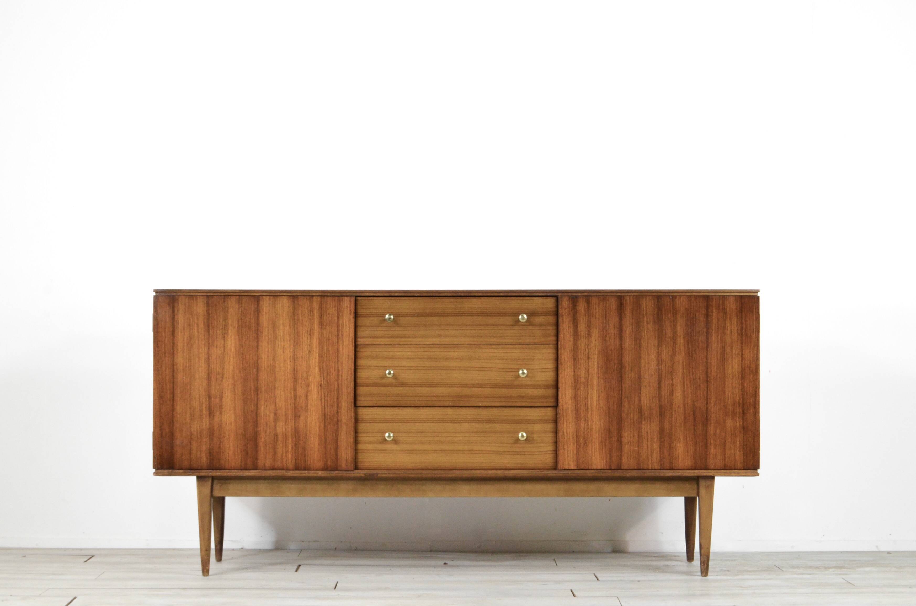 Midcentury 'wrighton' walnut and brass sideboard