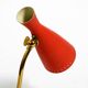 Pair of red Mid Century Modern Diabolo crow's foot table lamps from Cosack