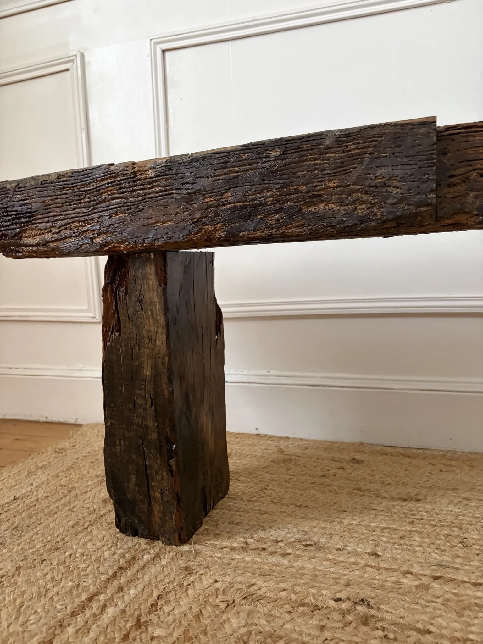 Wooden wabi-sabi bench