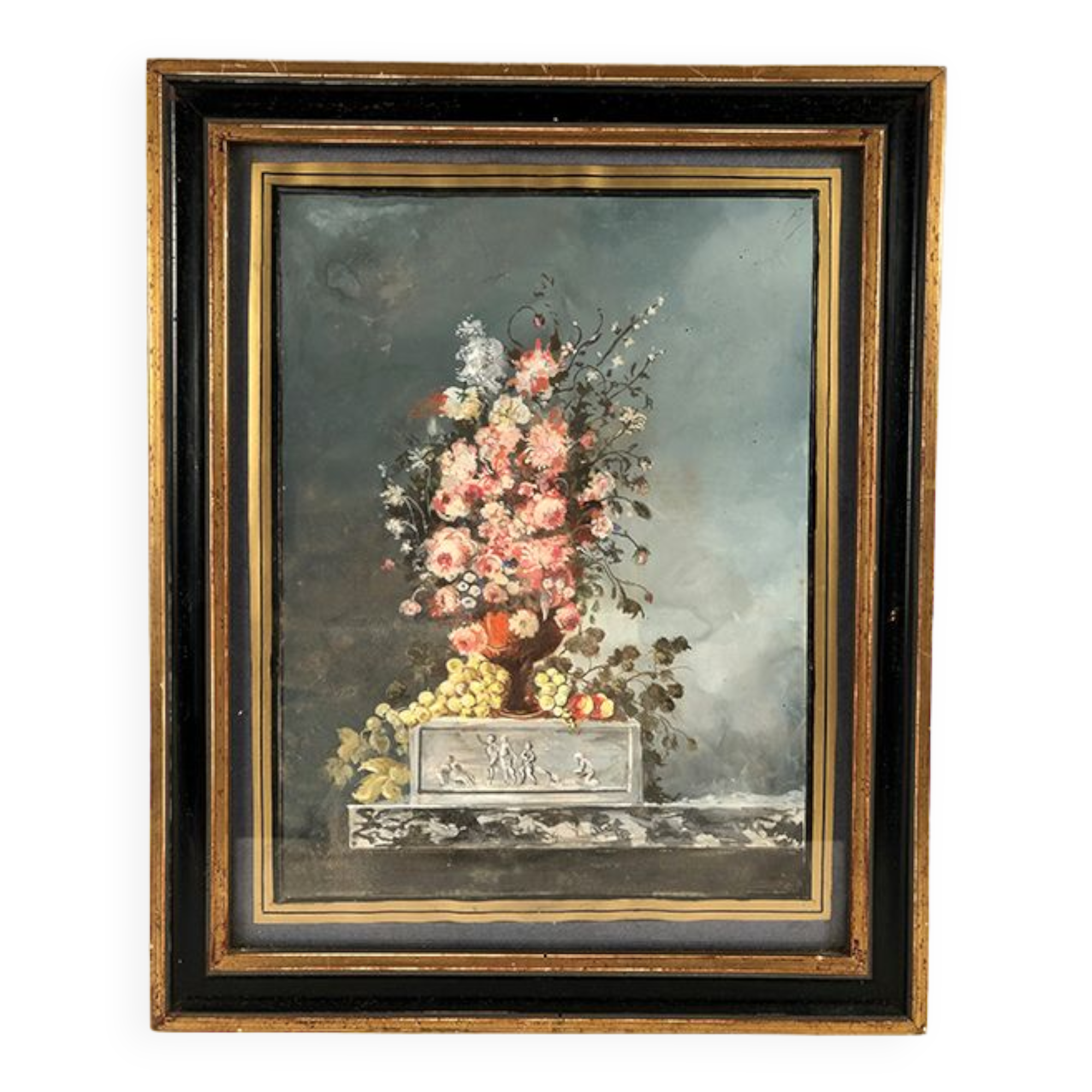 Bouquet of flowers, framed watercolor