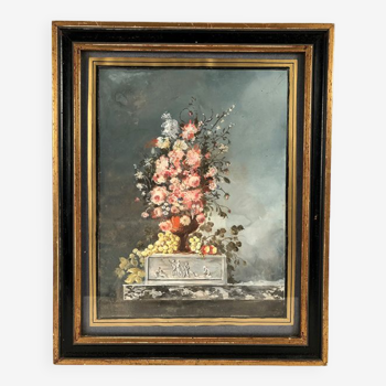 Bouquet of flowers, framed watercolor