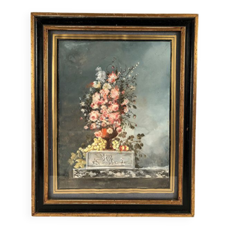 Bouquet of flowers, framed watercolor