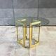 Round dining table glass and gilded metal, vintage 80's