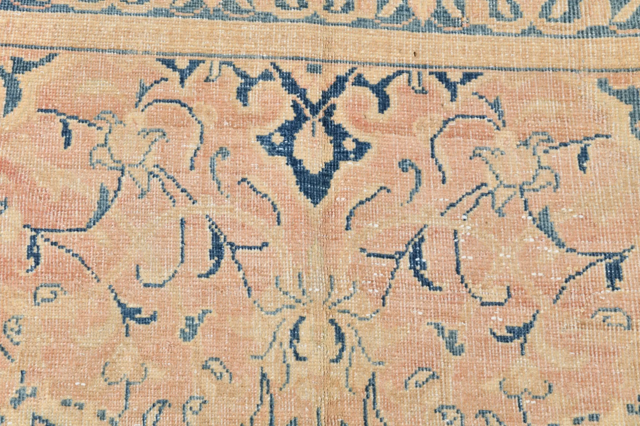 Peach Pink Large Persian Rug, Floral Bordered Vintage Carpet, 292x387Cm