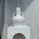 Handcrafted terracotta vase painted white with double handles h:40 d:30