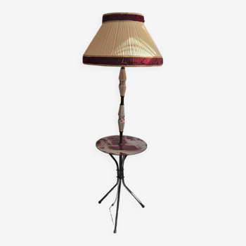 Italian brass and ceramic tripod floor lamp/table 1950s