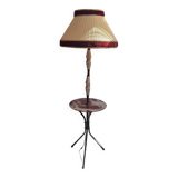 Italian brass and ceramic tripod floor lamp/table 1950s