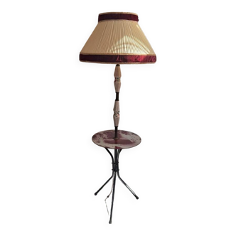 Lampadaire/table tripode italien en laiton et céramique années 1950