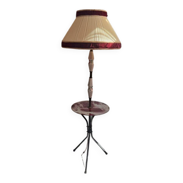 Lampadaire/table tripode italien en laiton et céramique années 1950