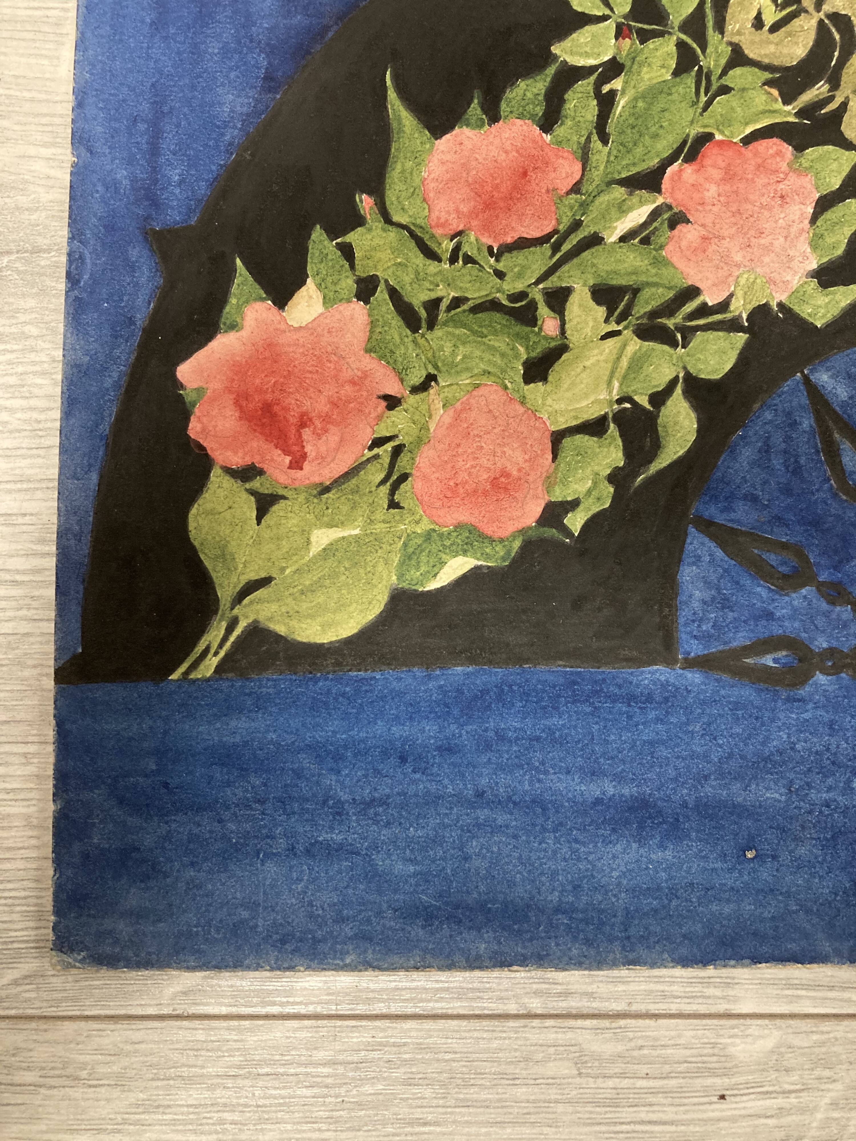 Watercolor with vintage fan