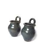 Pair of blue pyrite stoneware pots