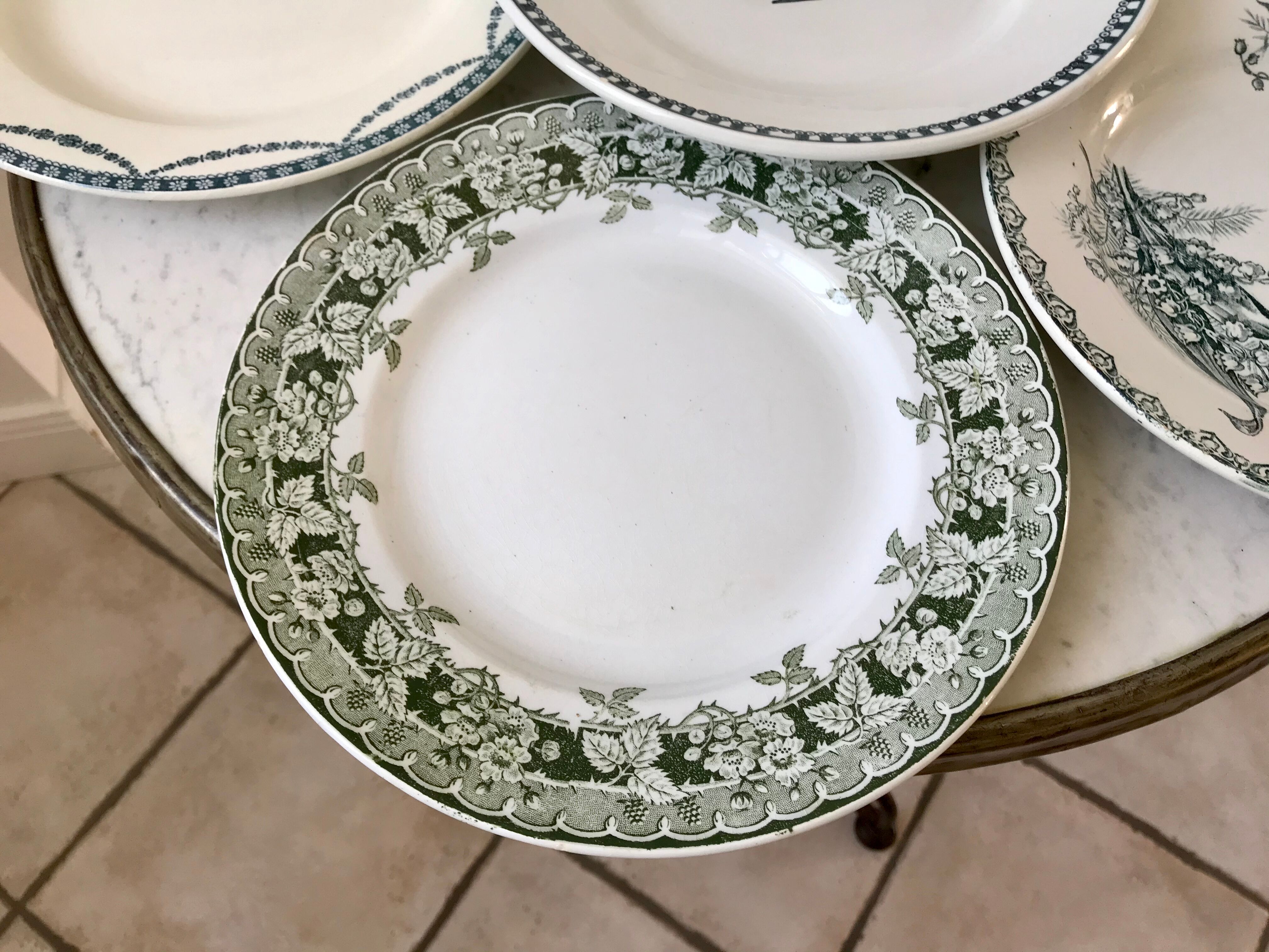 Set of 6 flat plates Terre de Fer late nineteenth