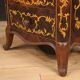 Pair of Italian inlaid bedside tables in walnut, maple and beech