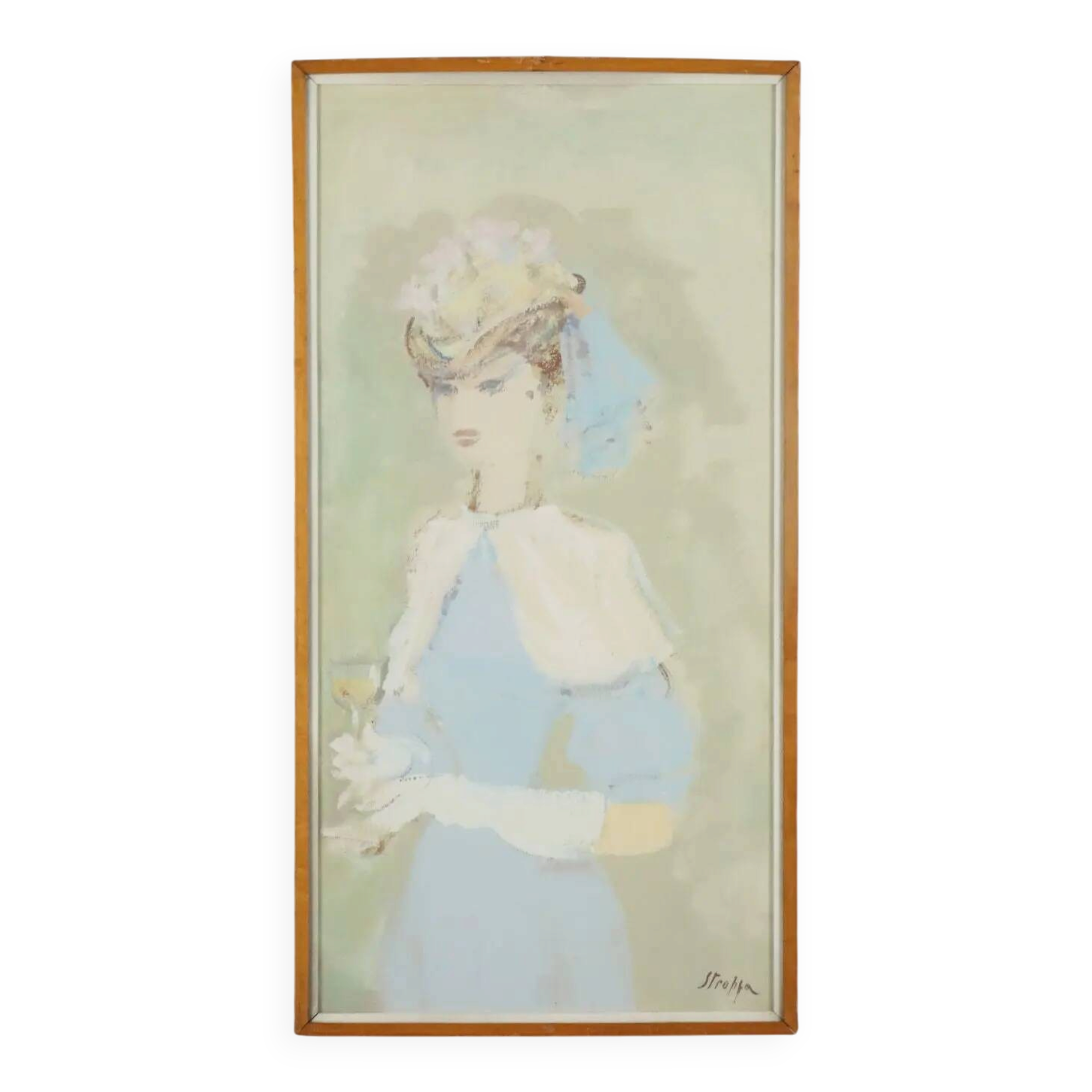 Modern painting signed by Leonardo Stroppa, female figure '900