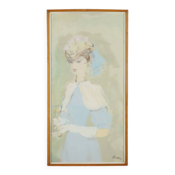 Modern painting signed by Leonardo Stroppa, female figure '900