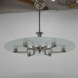 Functionalist 6-flamming Nickel-plated Chandelier, 1930s