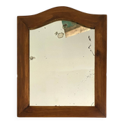 Miroir glace ancienne, bois chapeau de gendarme