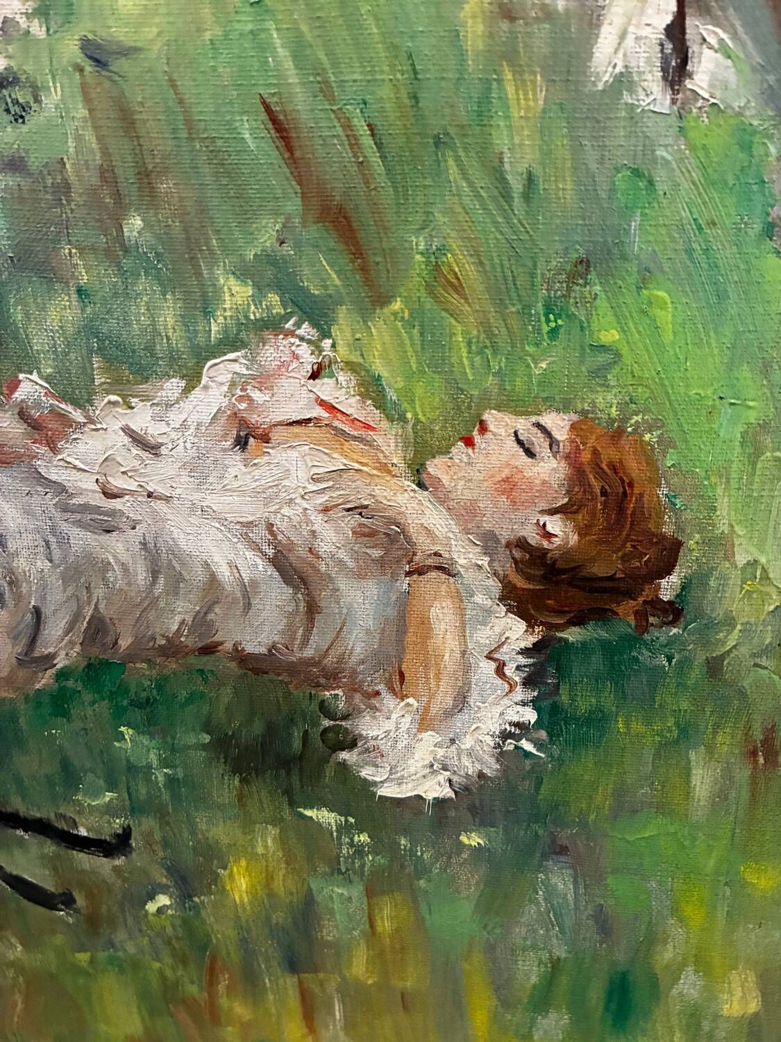 Painting of a sleeping woman with her dog, 20th century