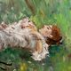 Painting of a sleeping woman with her dog, 20th century