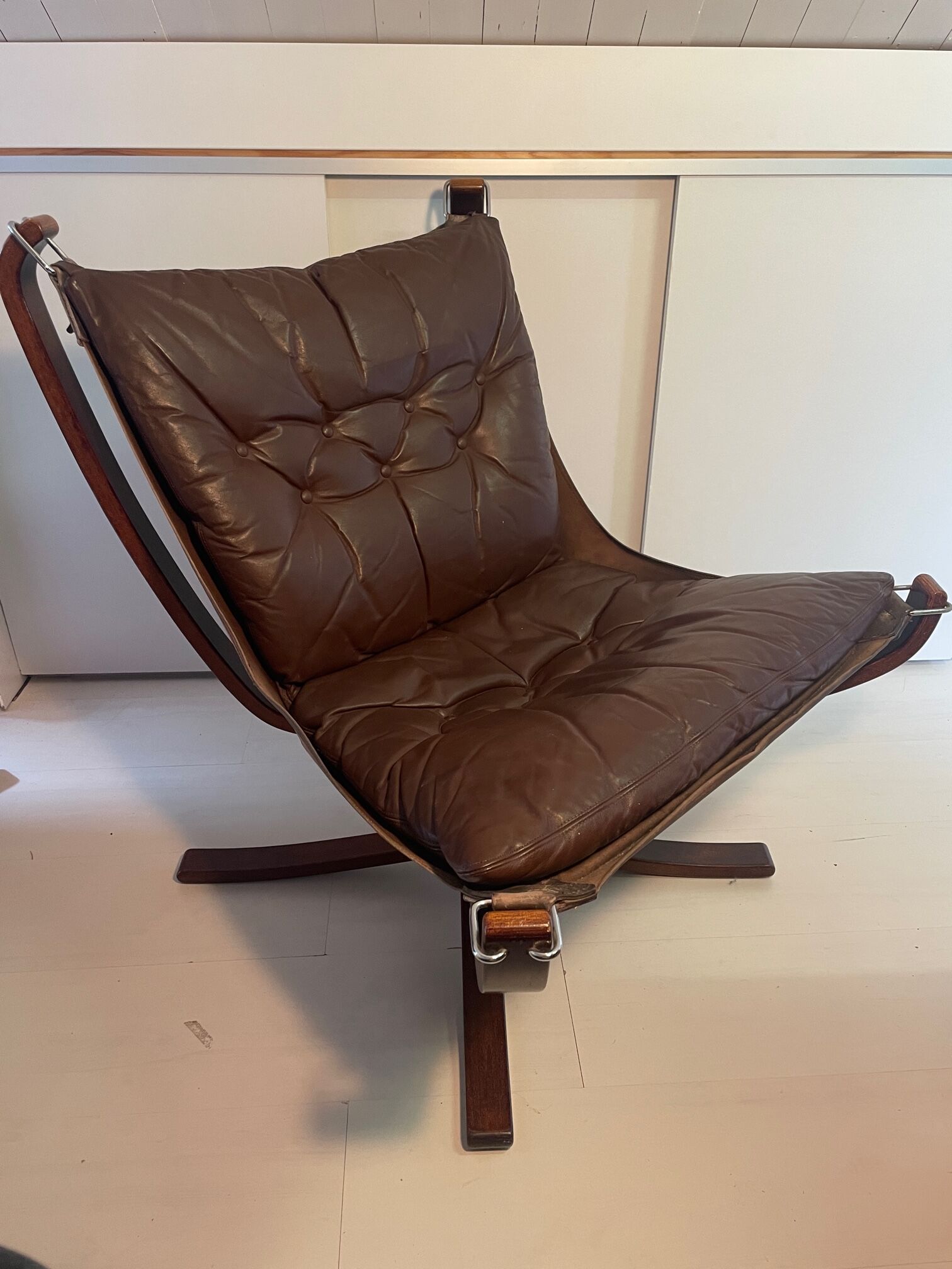 3 vintage Falcon chairs. By Sigurd Ressel for Vatne Møbler Norway. 1970's. Falcon chairs