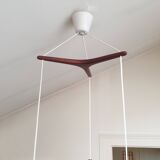Scandinavian teak and glass pendant light 1960