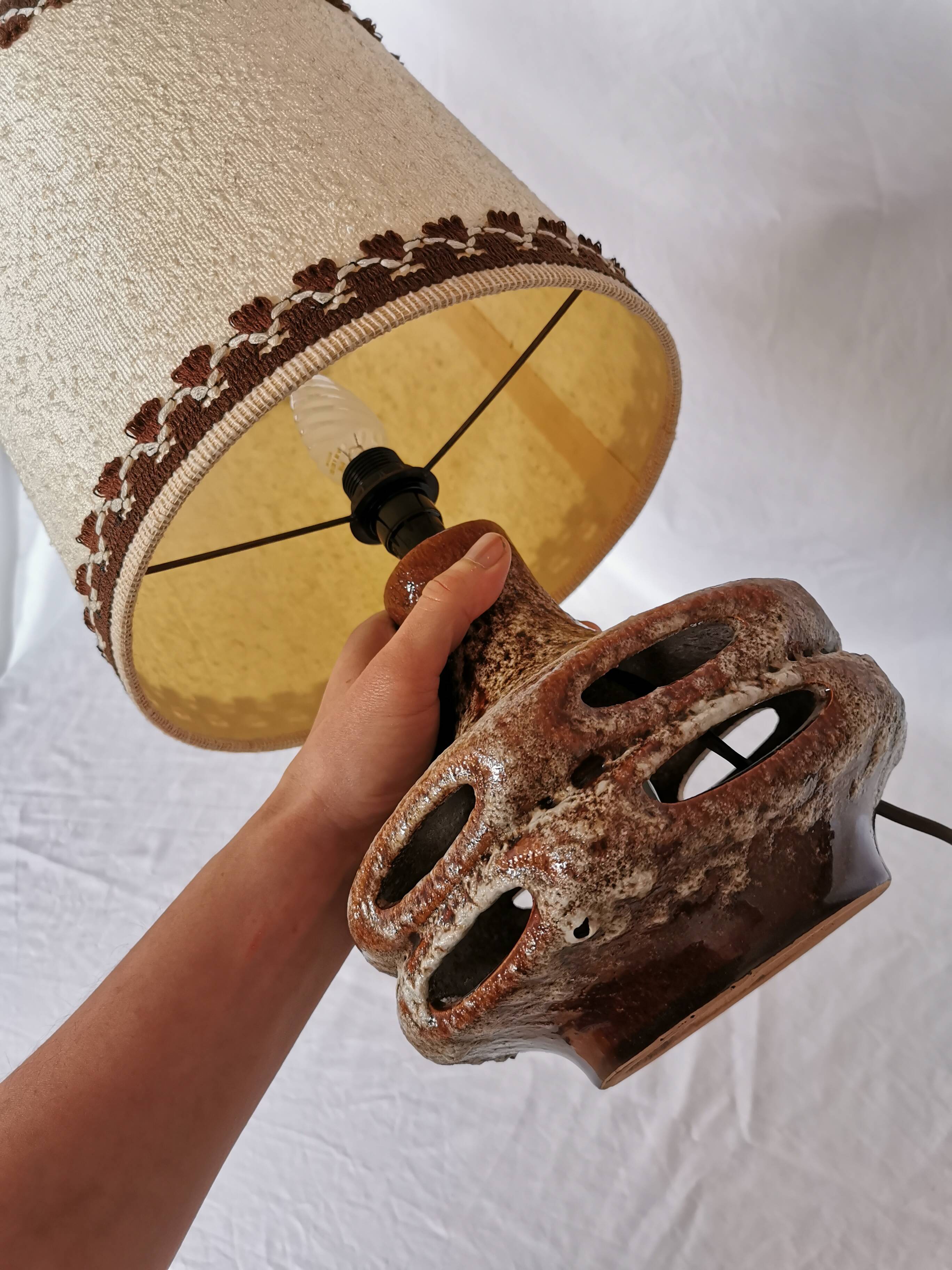 Openwork ceramic lamp, Stein Keramik, Germany, space age, 1960.