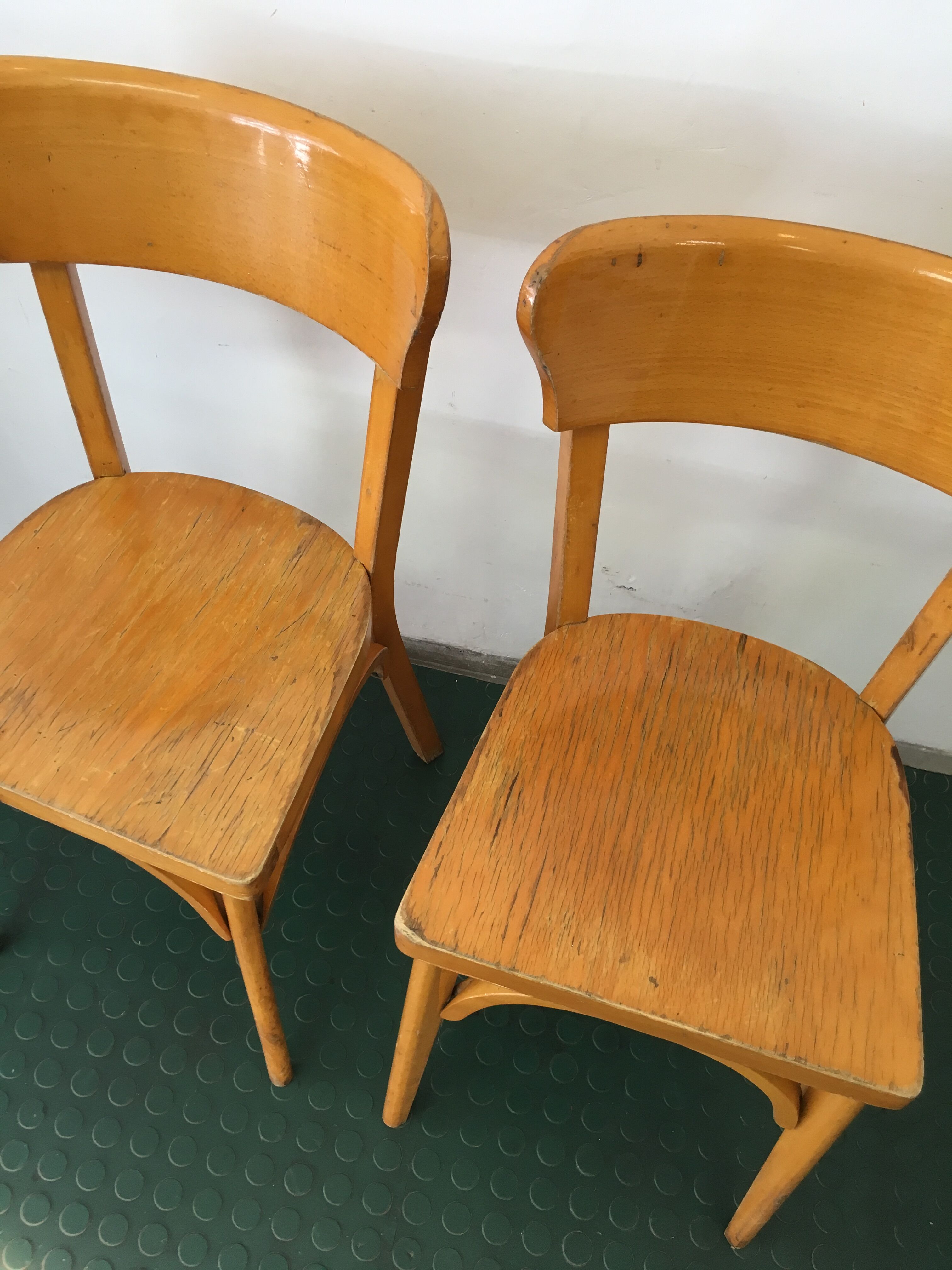 Pair of chaises bistrot vintage wood