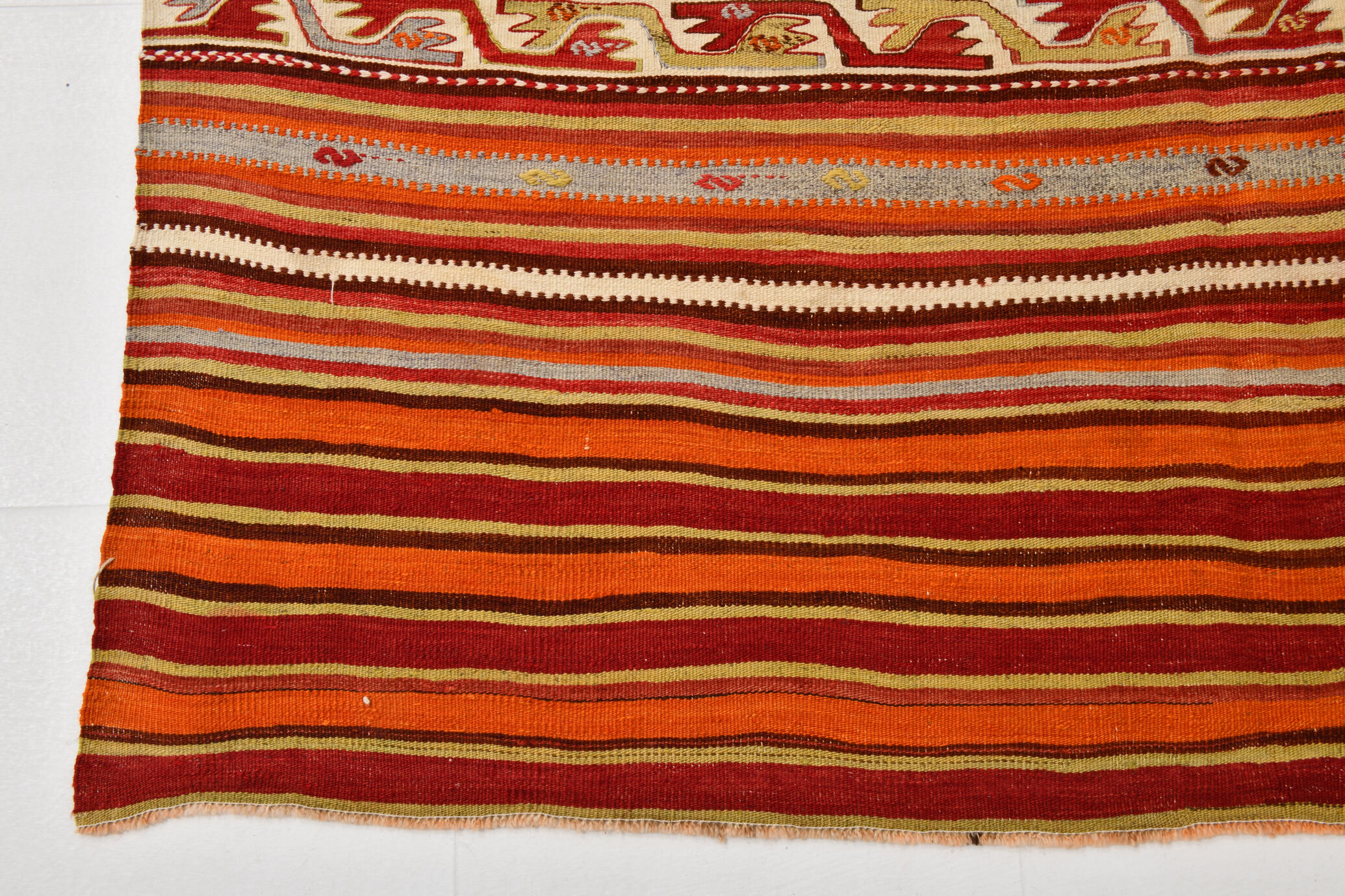 158x390Cm Peach & Red Handmade Kilim Rug