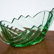 Green art deco jardiniere, huta hortensja, 1930s