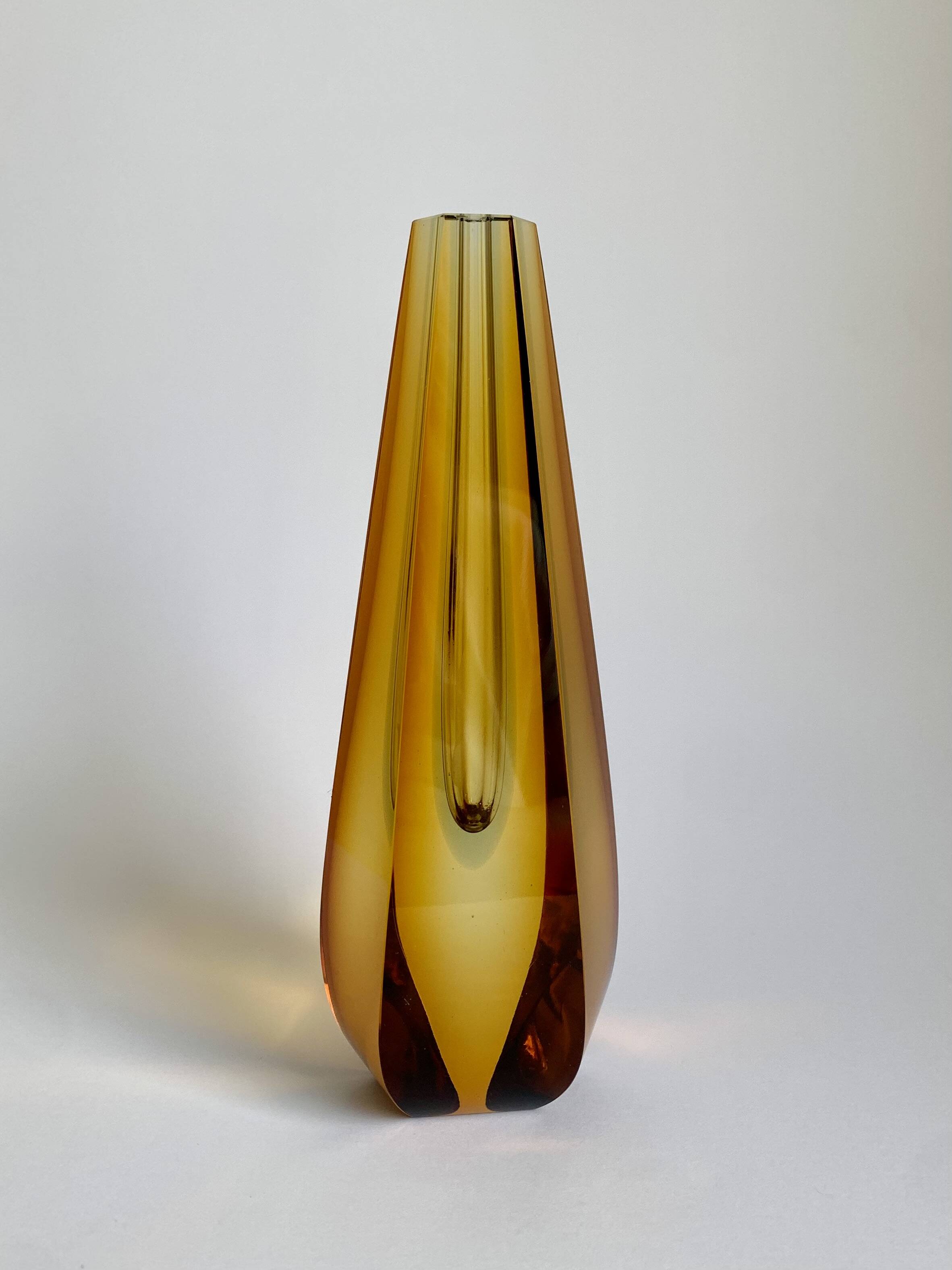 Glass Vase by P.Hlava for Exbor Czech, 1960s