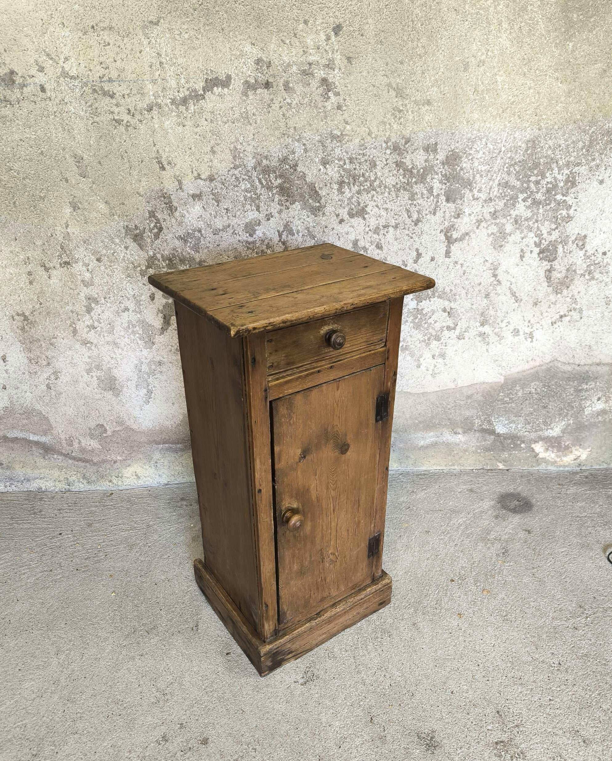 Vintage high bedside table in solid wood