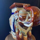 Vintage 70s xl ceramic elephant plant pot - brown