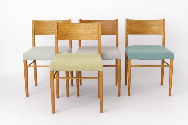 Ensemble de 6 chaises de salle à manger vintage en hêtre, Allemagne années 1970, chaises en bois restaurées.