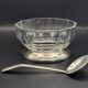 Art Deco thick crystal/glass bowl, silver-plated metal pedestal.