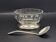 Art Deco thick crystal/glass bowl, silver-plated metal pedestal.
