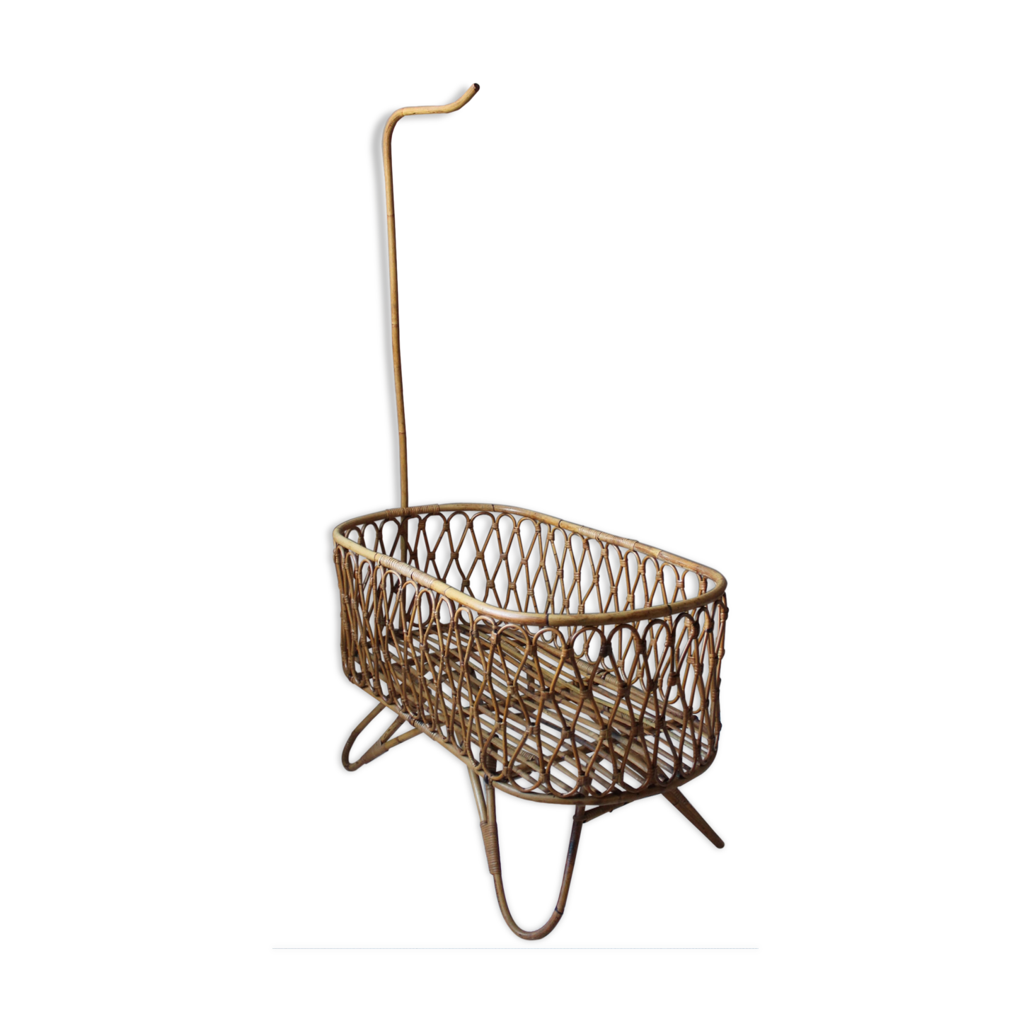 Vintage rattan cradle