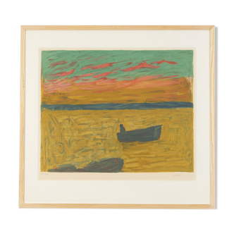 Fishmen, color lithograph, 83 x 77 cm