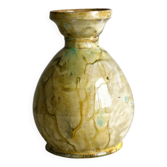 Vase en céramique jaune et bleu