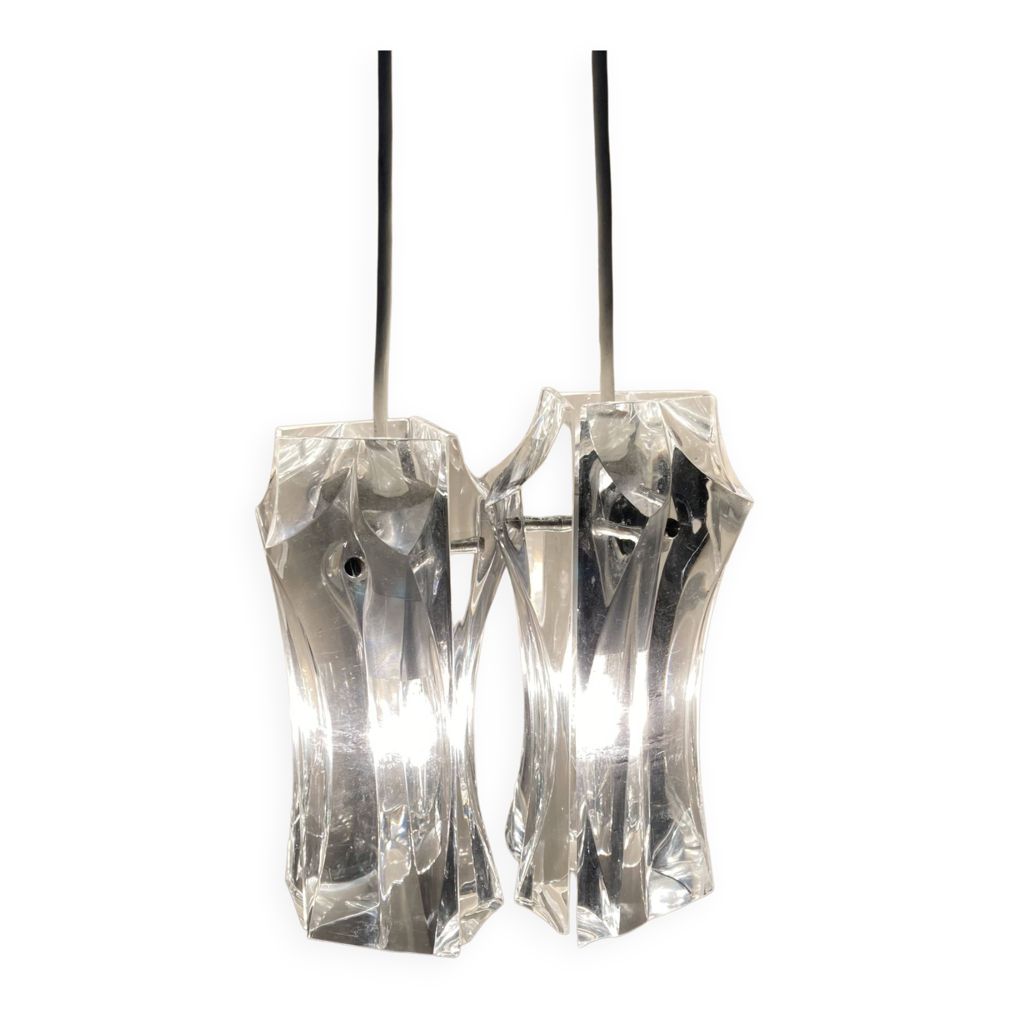 Pair of glass pendant lights