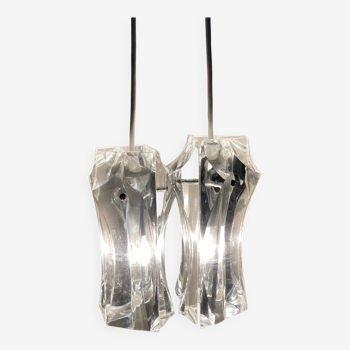 Pair of glass pendant lights