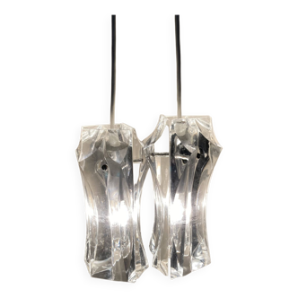 Pair of glass pendant lights