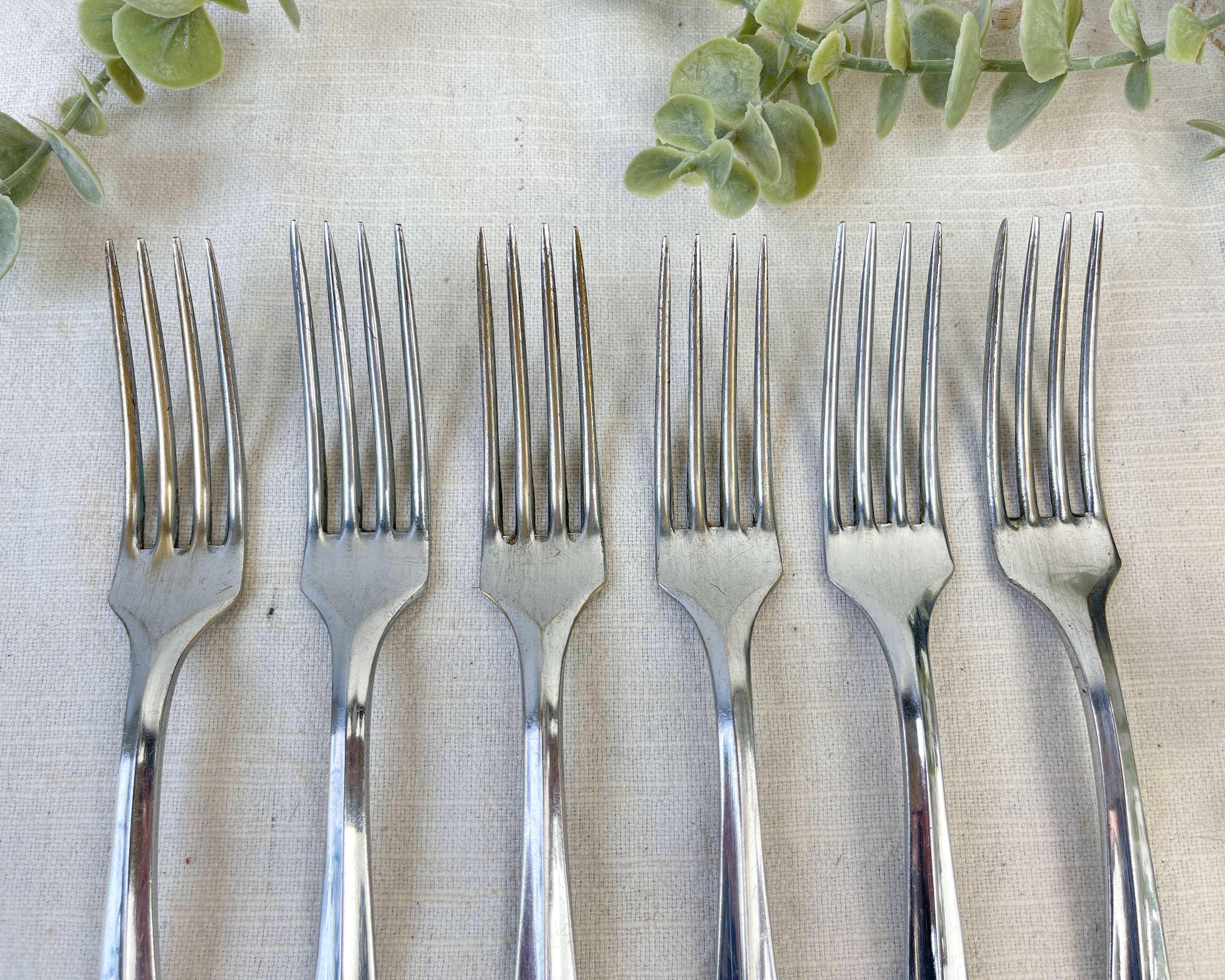 6 vintage stainless steel forks vlm italia