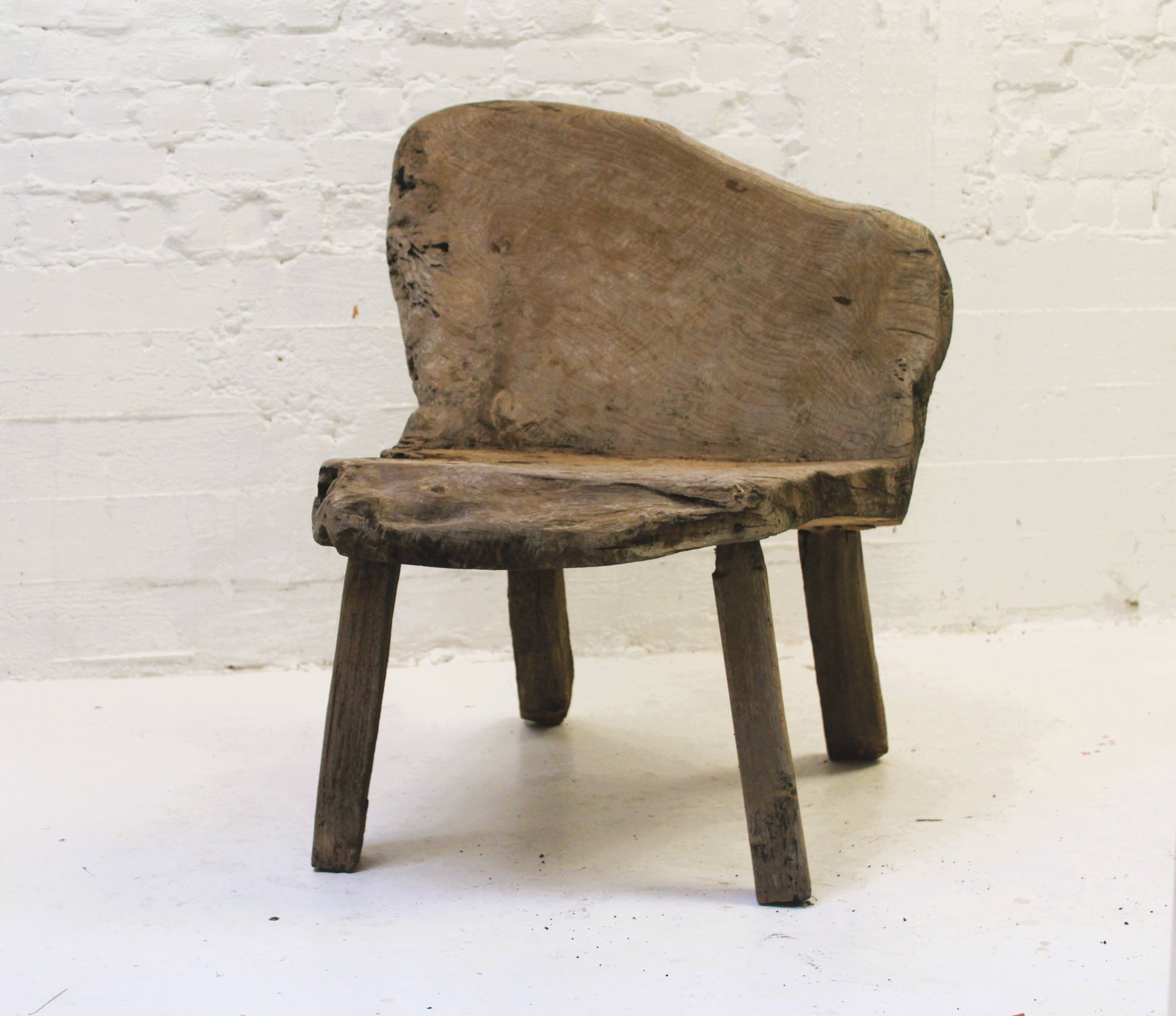Siège Wabi Sabi robuste en bois massif, 1950