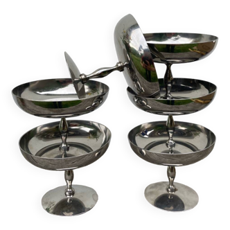 6 stainless steel bowls 1970