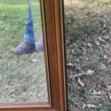 Large mirror with natural wood molding, gold fillet, beveled mirror, (La Gatvinière)