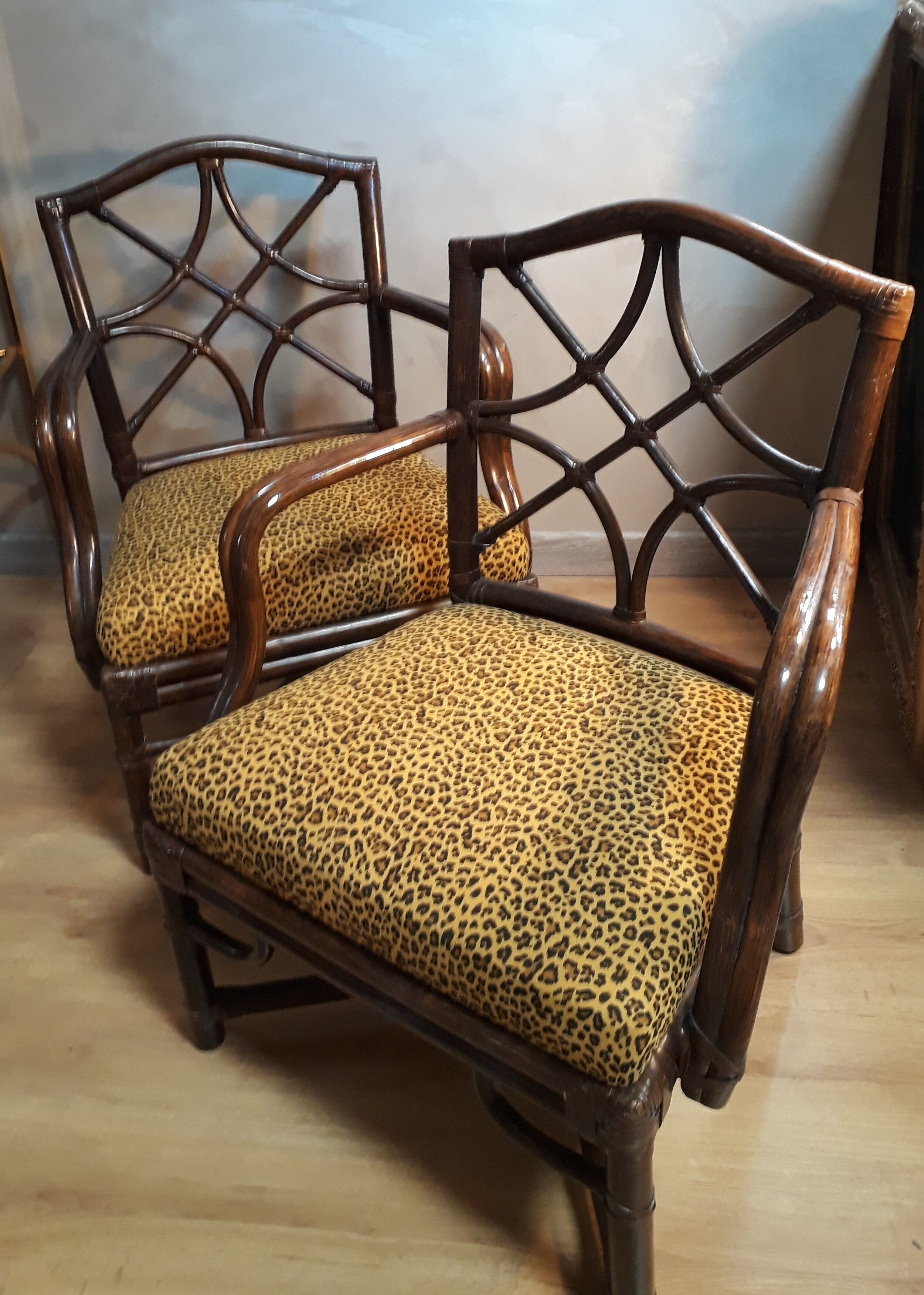 Set de 2 fauteuils signe en rotin Panther desing