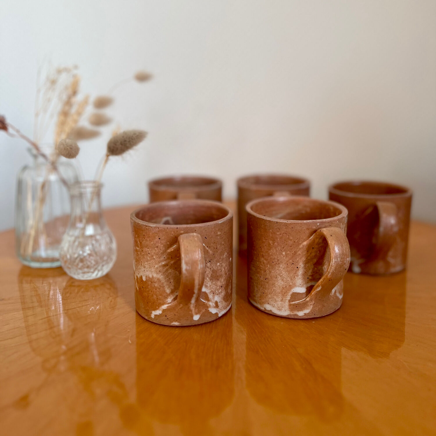 Lot de 5 tasses à café en grès vintage