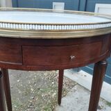 Table bouillotte ancienne avec plateau marbre style louis xvi