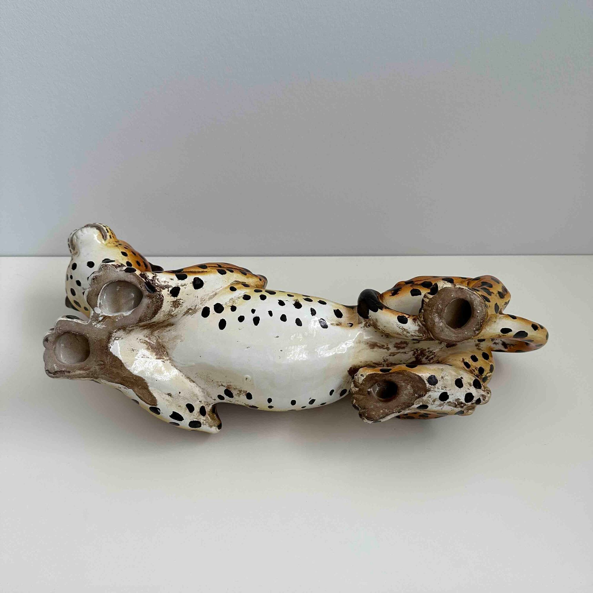 Italian handpainted leopard in ceramic, 1950s